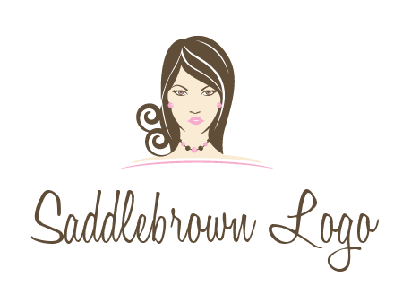 head of beautiful woman wearing bead earrings and necklace jewelry logo