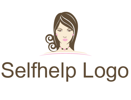 head of beautiful woman wearing bead earrings and necklace jewelry logo