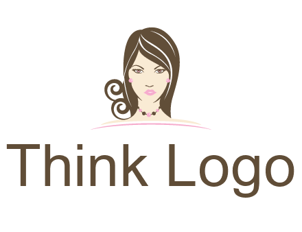 head of beautiful woman wearing bead earrings and necklace jewelry logo