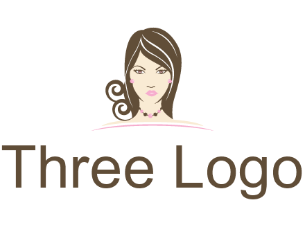 head of beautiful woman wearing bead earrings and necklace jewelry logo