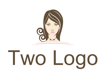 head of beautiful woman wearing bead earrings and necklace jewelry logo