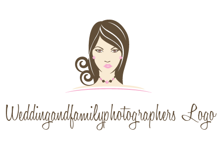 head of beautiful woman wearing bead earrings and necklace jewelry logo