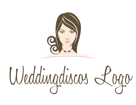 head of beautiful woman wearing bead earrings and necklace jewelry logo