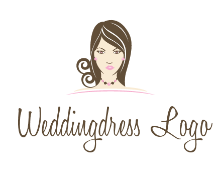 head of beautiful woman wearing bead earrings and necklace jewelry logo