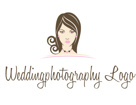 head of beautiful woman wearing bead earrings and necklace jewelry logo