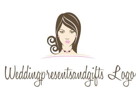 head of beautiful woman wearing bead earrings and necklace jewelry logo