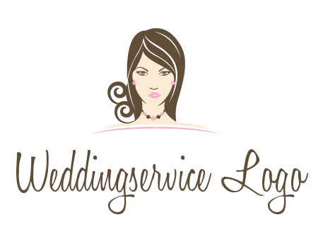head of beautiful woman wearing bead earrings and necklace jewelry logo