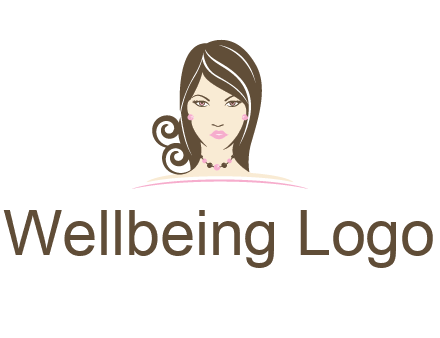 head of beautiful woman wearing bead earrings and necklace jewelry logo