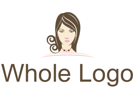 head of beautiful woman wearing bead earrings and necklace jewelry logo