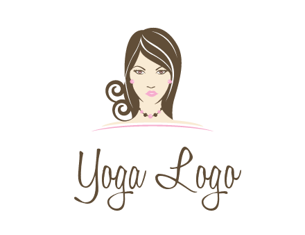 head of beautiful woman wearing bead earrings and necklace jewelry logo