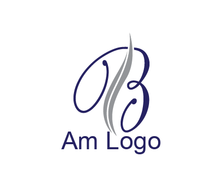 swooshes with abstract script font letter B