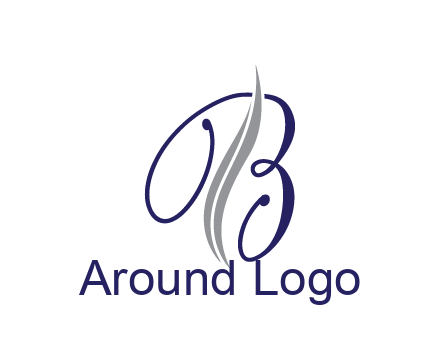 swooshes with abstract script font letter B