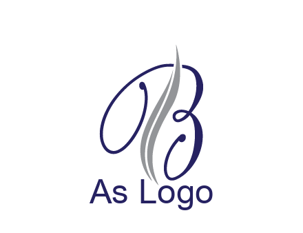 swooshes with abstract script font letter B