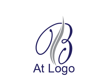 swooshes with abstract script font letter B