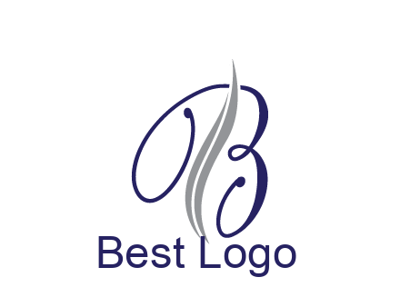 swooshes with abstract script font letter B