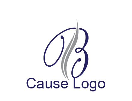swooshes with abstract script font letter B