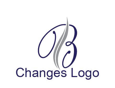 swooshes with abstract script font letter B