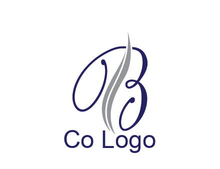 swooshes with abstract script font letter B