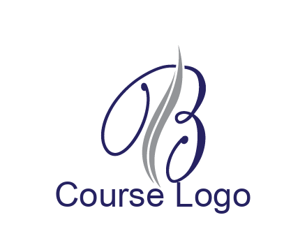 swooshes with abstract script font letter B