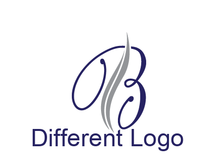 swooshes with abstract script font letter B