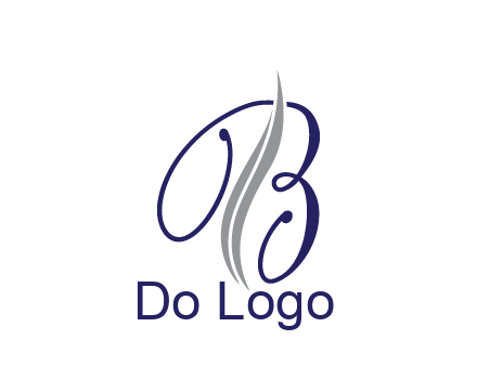 swooshes with abstract script font letter B