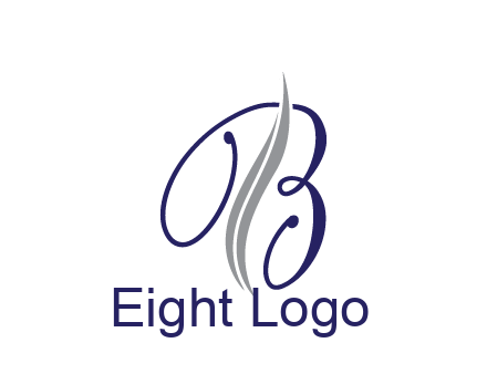 swooshes with abstract script font letter B