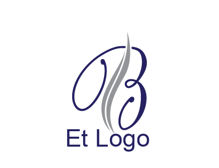 swooshes with abstract script font letter B