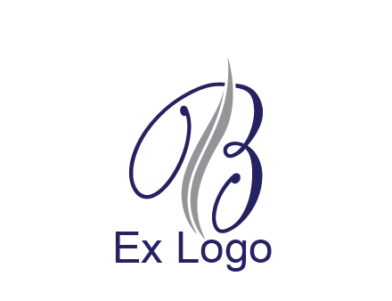 swooshes with abstract script font letter B