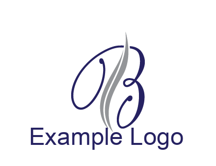 swooshes with abstract script font letter B