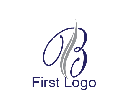 swooshes with abstract script font letter B