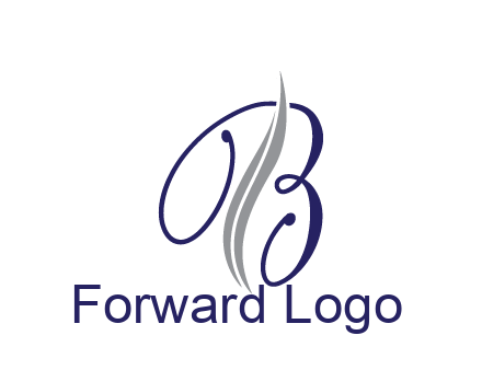 swooshes with abstract script font letter B