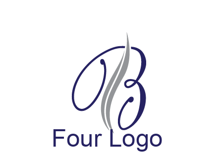 swooshes with abstract script font letter B