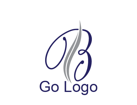 swooshes with abstract script font letter B