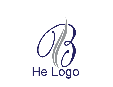 swooshes with abstract script font letter B