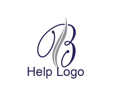 swooshes with abstract script font letter B