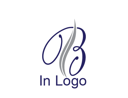 swooshes with abstract script font letter B