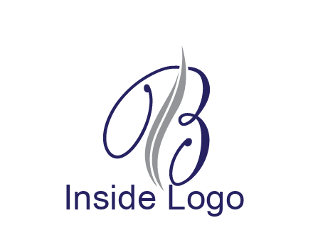 swooshes with abstract script font letter B