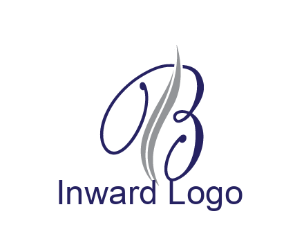 swooshes with abstract script font letter B