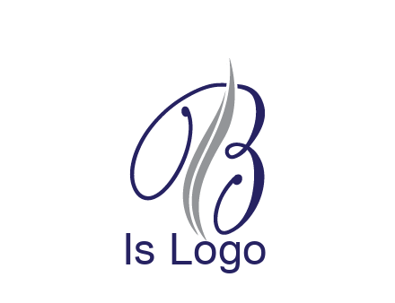 swooshes with abstract script font letter B