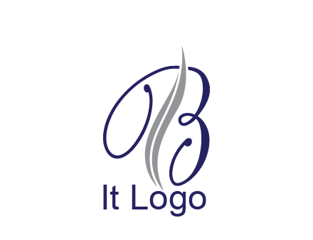 swooshes with abstract script font letter B