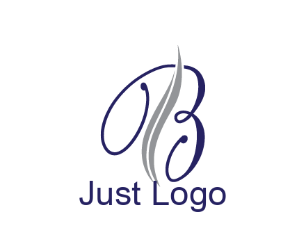 swooshes with abstract script font letter B
