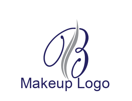 swooshes with abstract script font letter B