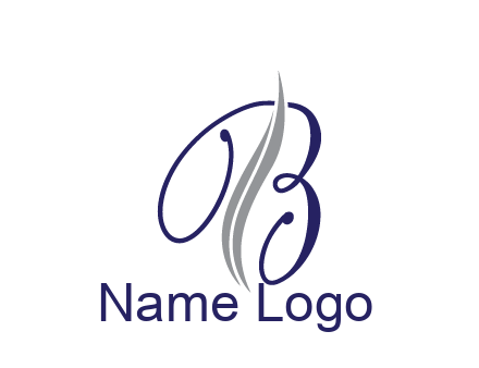 swooshes with abstract script font letter B