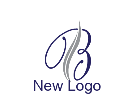 swooshes with abstract script font letter B