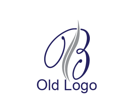 swooshes with abstract script font letter B