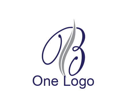 swooshes with abstract script font letter B