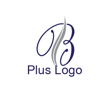swooshes with abstract script font letter B