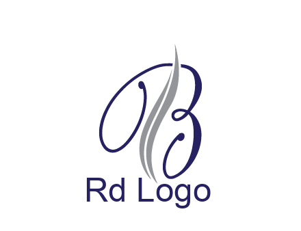swooshes with abstract script font letter B