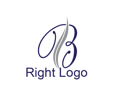 swooshes with abstract script font letter B