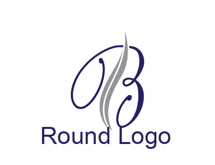 swooshes with abstract script font letter B